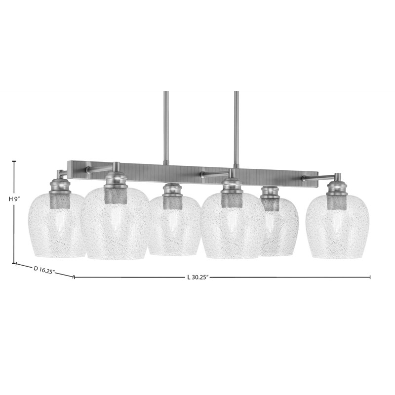 Edge 6 Light Bar Shown With 6" Bubble Glass, Brushed Nickel, Smoke