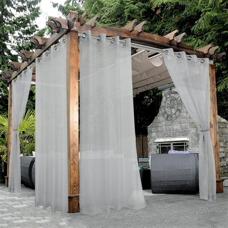 Waterproof Sheer Outdoor Curtains For Patio  2 Panels Grommet Indoor Voile Curtains For Living Room Bedroom Porch Pergola Cabana Cloud