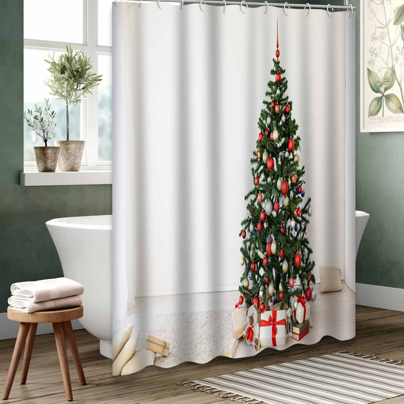 Rideau de douche rouge imperméable, rideaux de douche pour la salle de bain avec 12 crochets, 72" L x 72" W