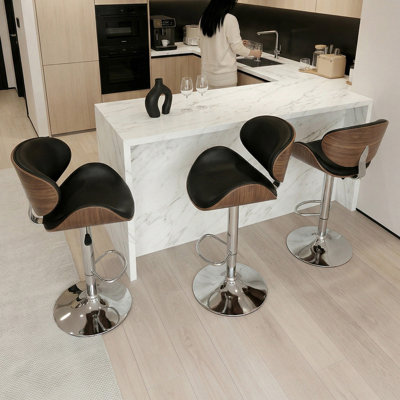 Chaise d'appoint noire à dossier solide (ensemble de 2)