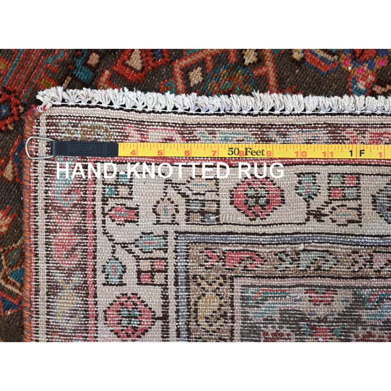 Tapis de couloir unique en laine 3 pi 5 po x 10 pi 4 po brun Puxico