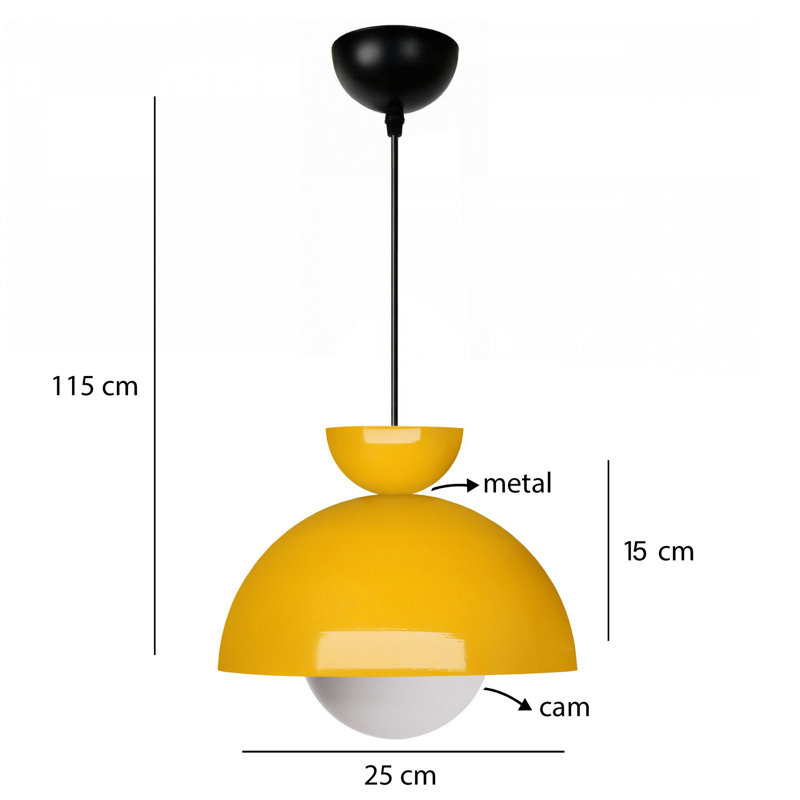 Lustre élégant en métal jaune, hauteur réglable de 39,4 à 45,3 pouces | DEL E27 de 15 W maximum, diamètre du capuchon de 9,8 po et globe en verre de 5,9 po | Luminaire moderne pour salle à manger, salon et entrée