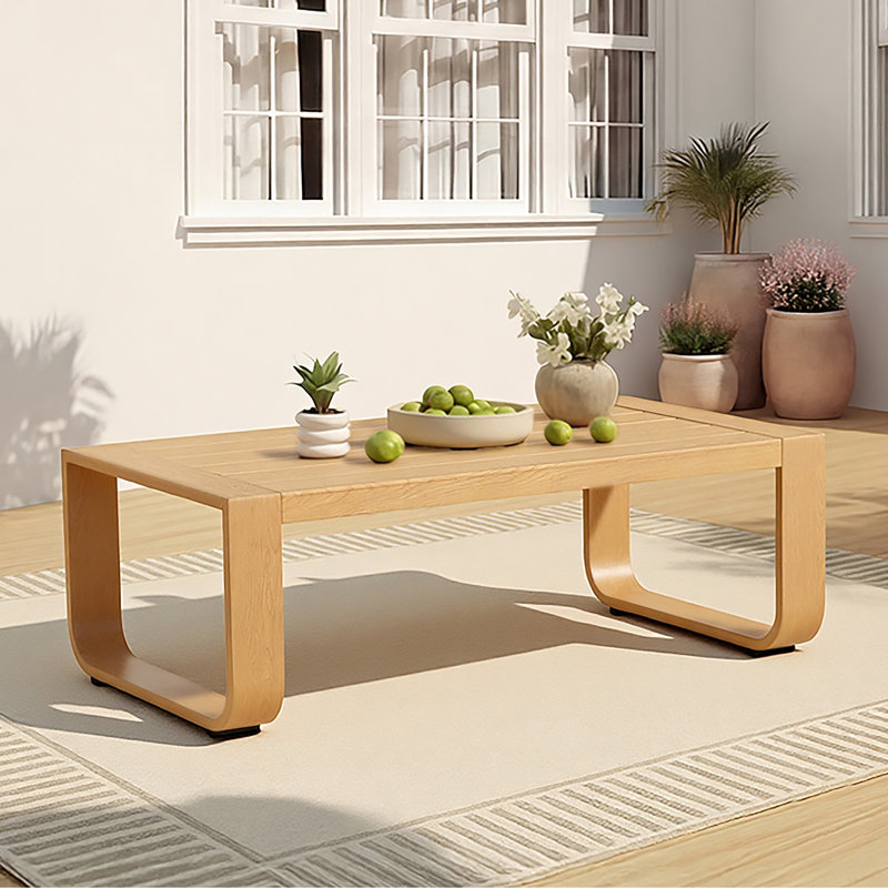Table basse de patio en aluminium, Grain du bois, Grain du bois