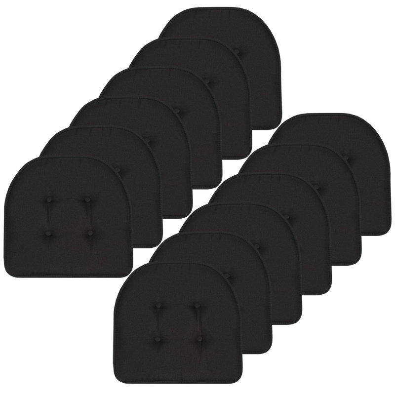 Solid U-Shaped Non-Slip Indoor Chair Cushion, Black, 12