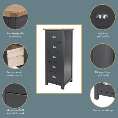 Lois 5 Drawer 45Cm W Tallboy