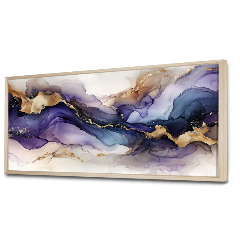 Dissous des limites de Geod et de marbre I - Art mural abstrait pour le salon, H 28 po x l 60 po, Cadre flottant, Naturel