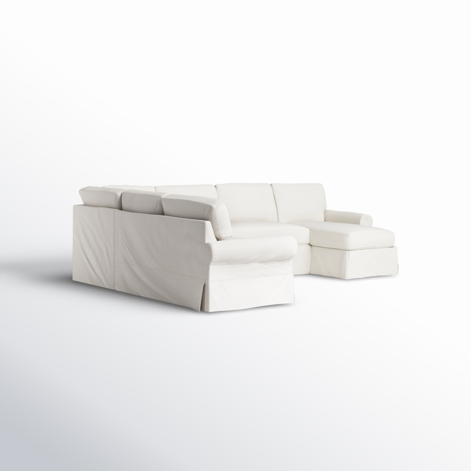 Porter Slipcovered U-Sectional, Bayou Off White Canvas, Left Hand Facing