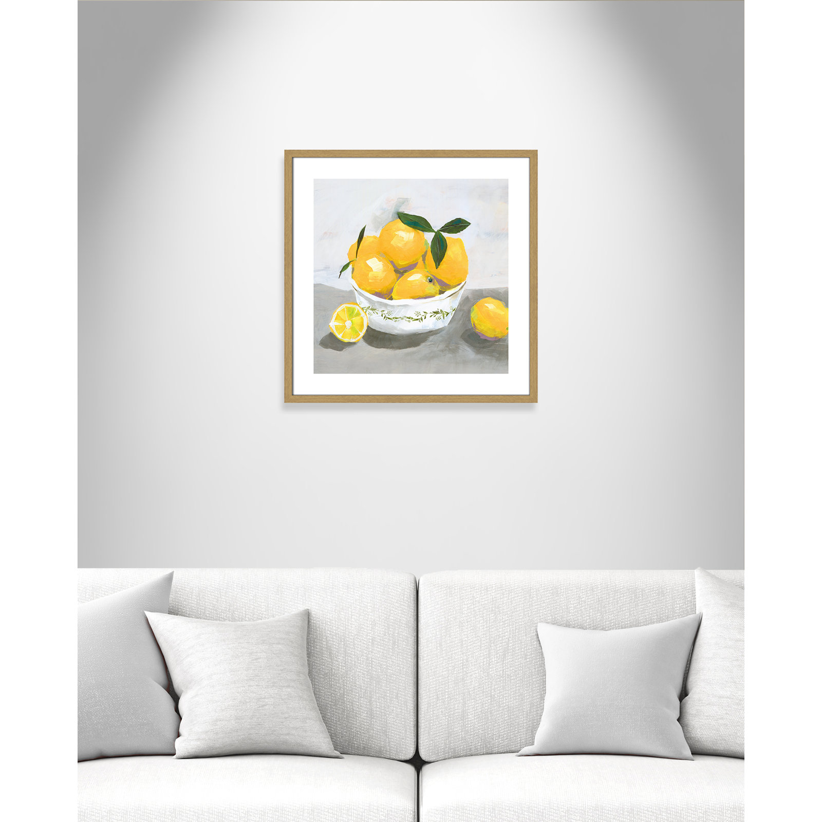 Lemons by Isabelle Z - Print, Beige Wood Framed Paper, 24.75" H x 24.75" W x 0.75" D