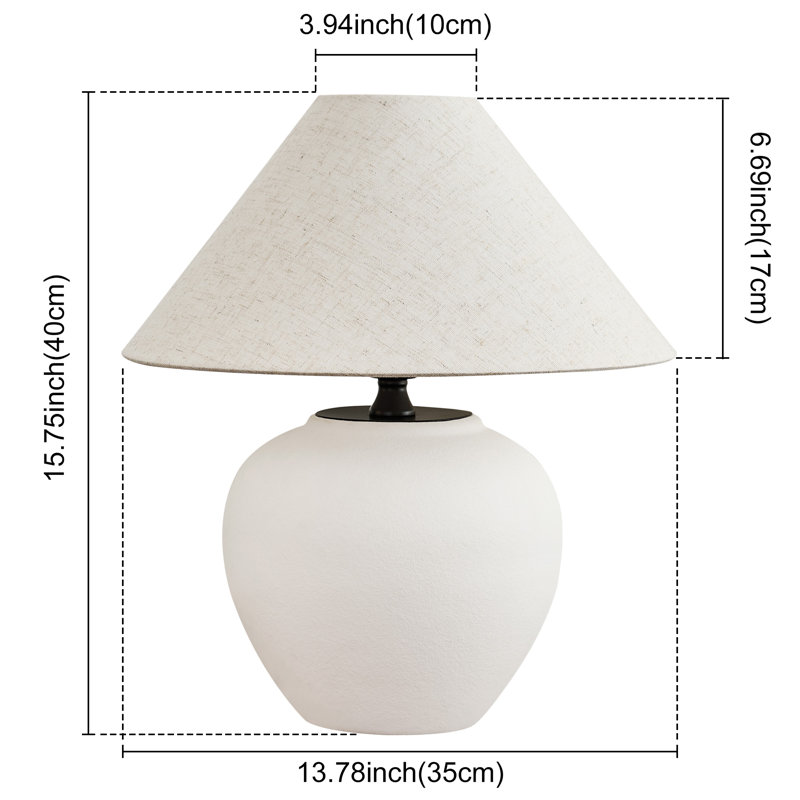 15.75in 1 - Light Porcelain Birdsboro With Fabric Lamp Shade