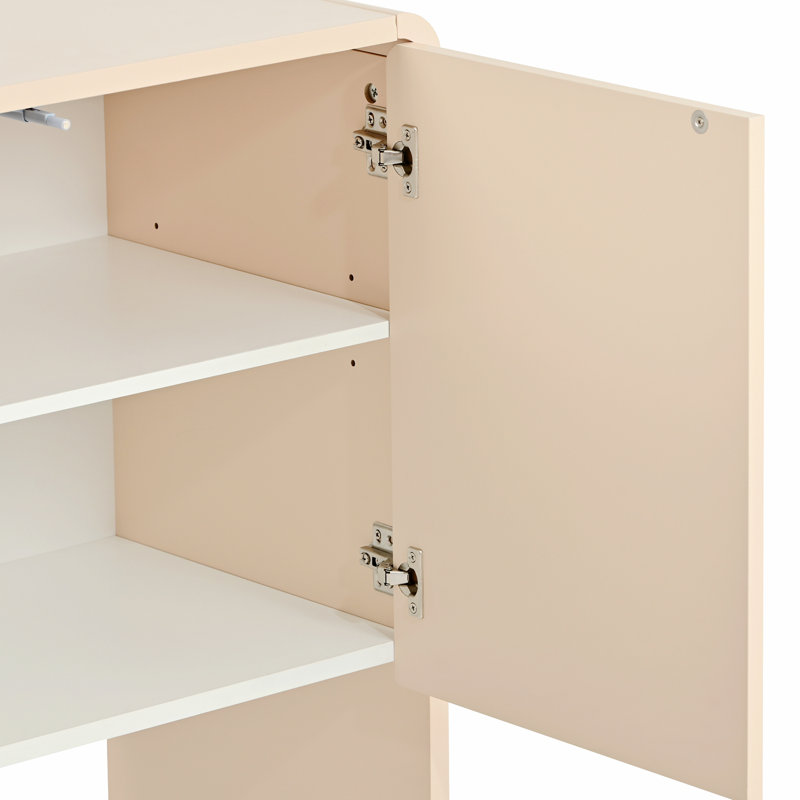 Minimalist Style 60"L Large Storage Space Sideboard, Apricot Cream