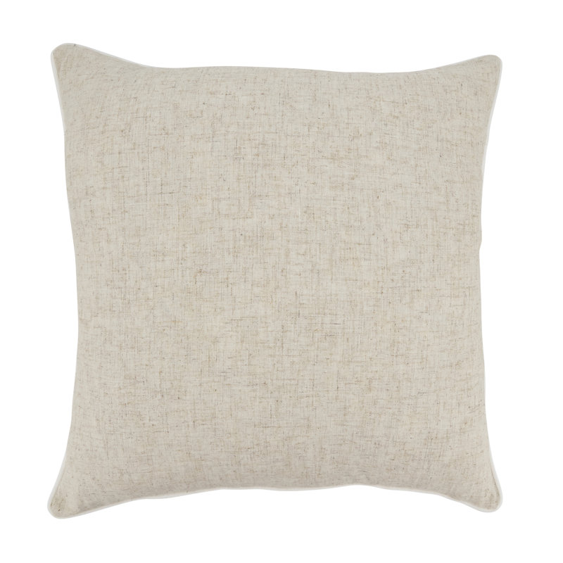Toscana Beige Linen Blend Throw Pillow Cover with Piping