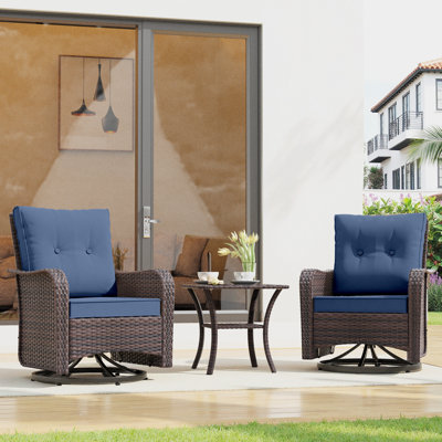 Imalai Outdoor Rocking Swivel Chair Set Removable Cushions & Coffee Table
