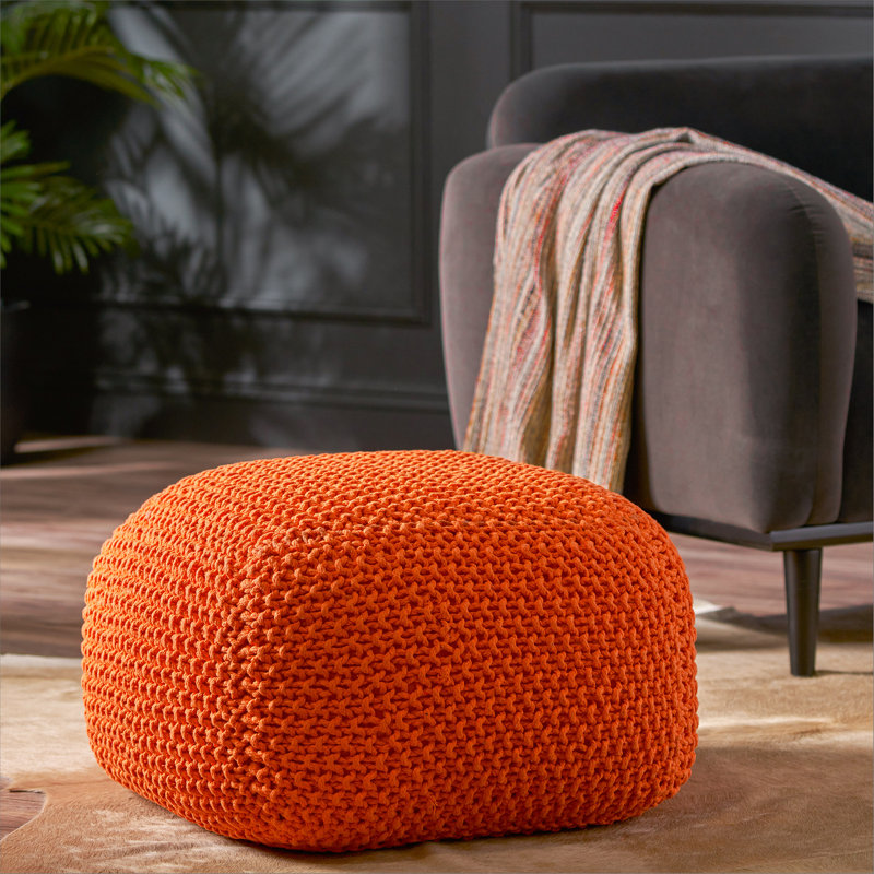 Pouf en coton Hollis, Orange
