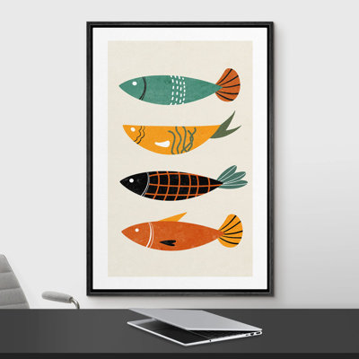 Pattern Ocean Fish Animals Shapes Mid-Century Modern Minimalist Chic Relax Calm Colorful