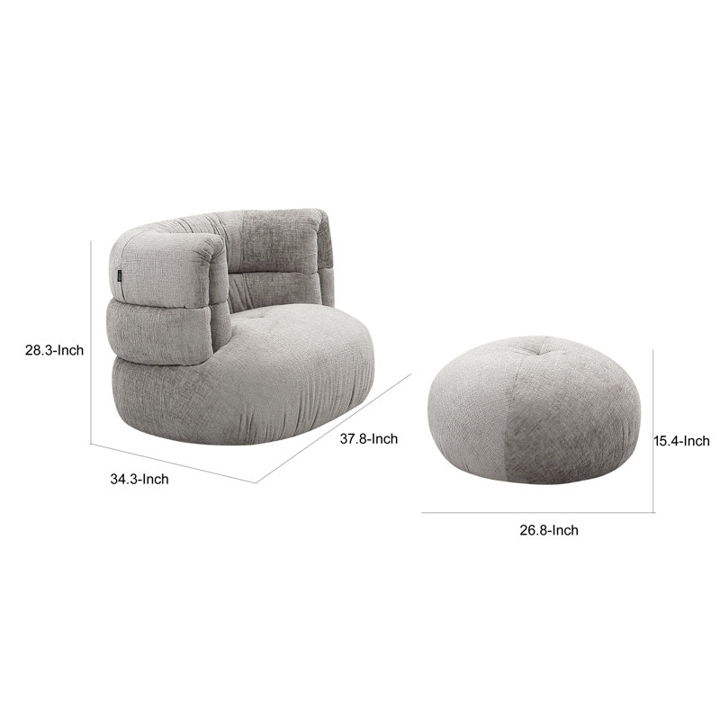 Ensemble de chaise d'appoint et de repose-pieds Reno Mary, Mélange de polyester gris