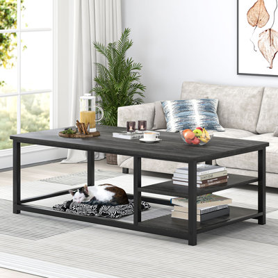 47" Adjustable Shelf Modern Coffee Table, Dark Gray
