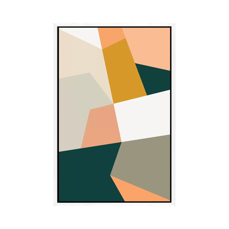 Abstract Geometric XXVII Green - Print on Canvas, 66.04 cm H x 45.72 cm W, White Framed