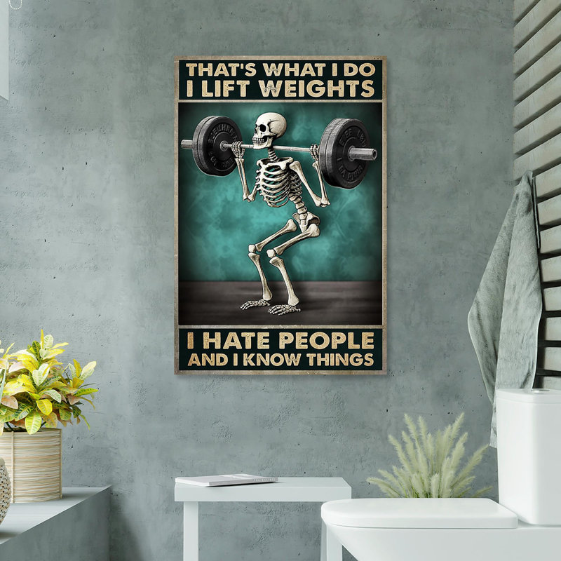 «I Lift Weights I Hate People», reproduction d'art graphique sur toile tendue 1 pièce, L 24 po x H 36 po
