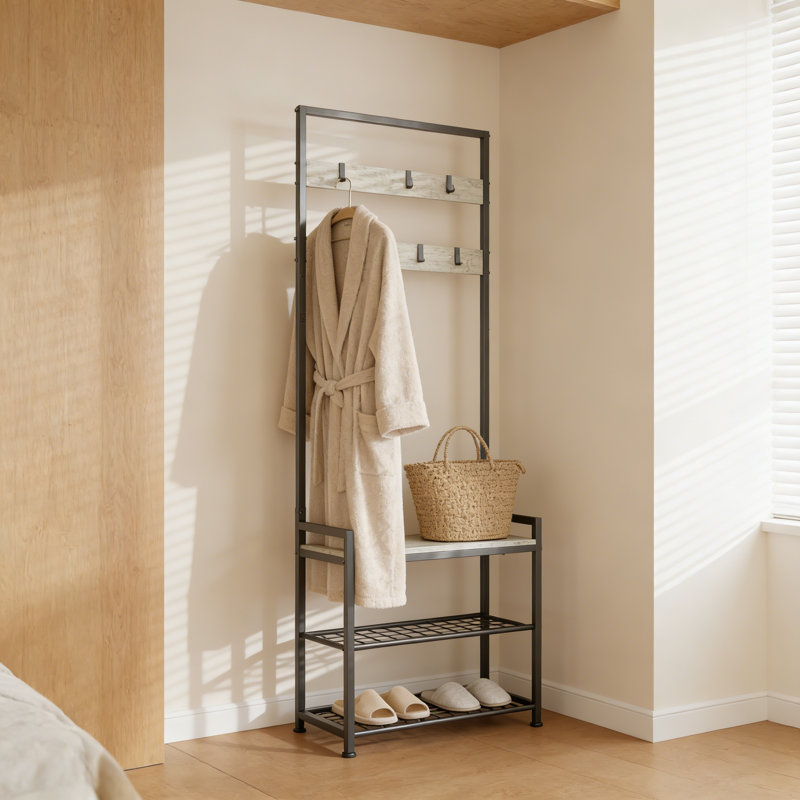 Hall Tree With Shoe Storage Bench And Coat Rack - 3-In-1 Entryway Organizer For Hallway, Mudroom, And Small Spaces