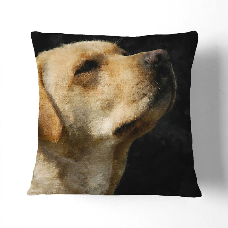 Golden Labrador Dog Vol.1 Painting Square Throw Cushion, Black, 40cm H x 40cm W x 15cm D