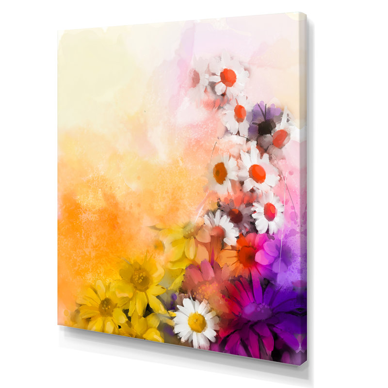 Guirlande Paintbrush Spring Flowers - Peinture, H 20 po x l 12 po x P 1 po, Toile tendue