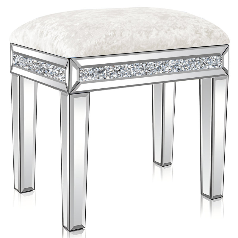 Tabouret de coiffeuse d'appoint Mikayil , Blanc perle