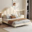 Cadre de lit tapissier grand format au design élégant, lit plateforme en velours moderne avec tête de lit en forme de pétale, cadre de lit