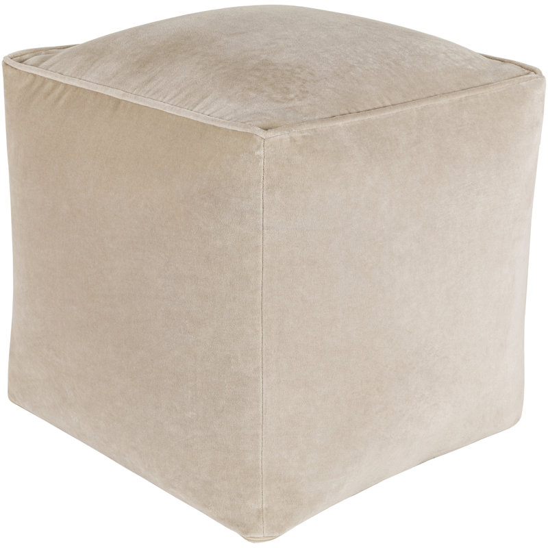 Repose-pieds carré Johnson 16 po, Velours blanc