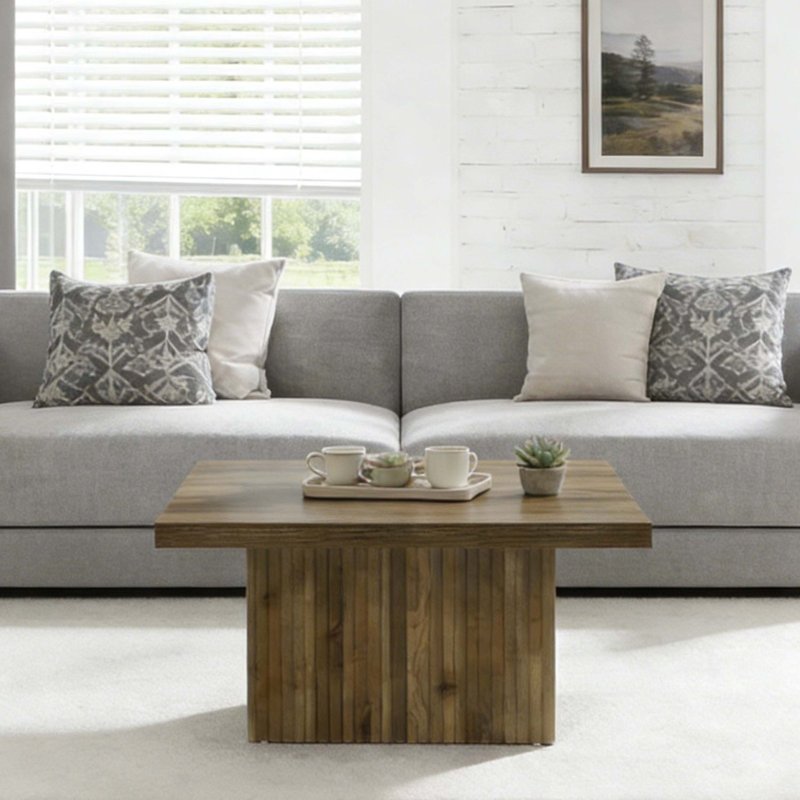 Table basse carrée en bois, Brun