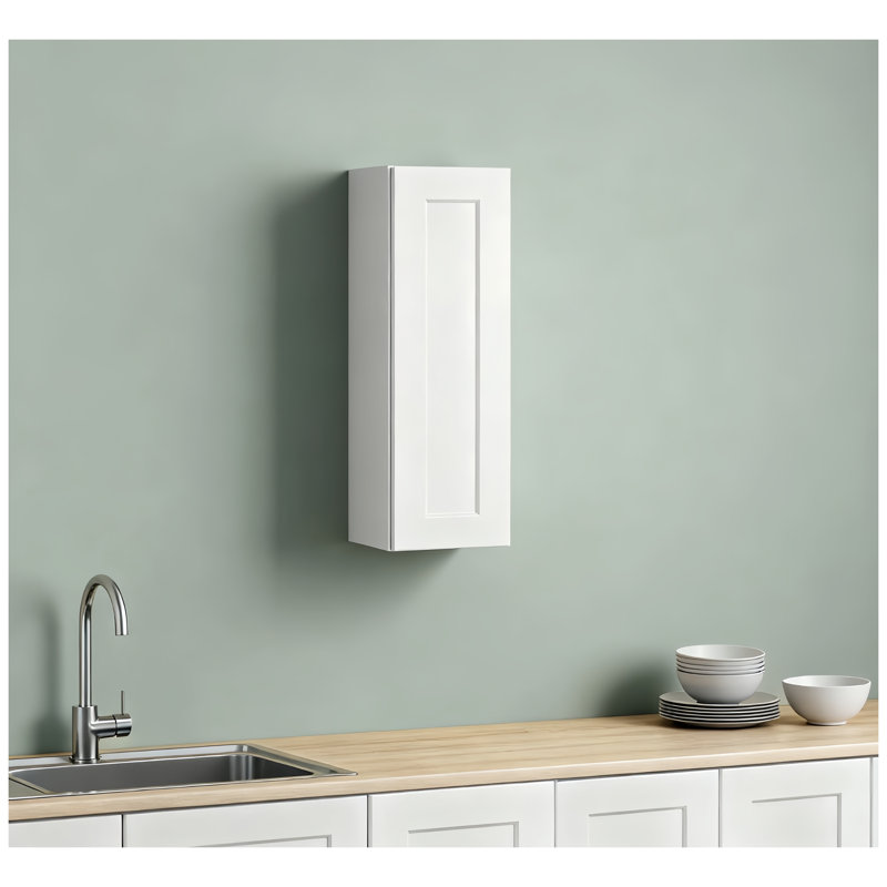 Armoire murale blanche en bois massif de 15 pouces avec deux tablettes réglables