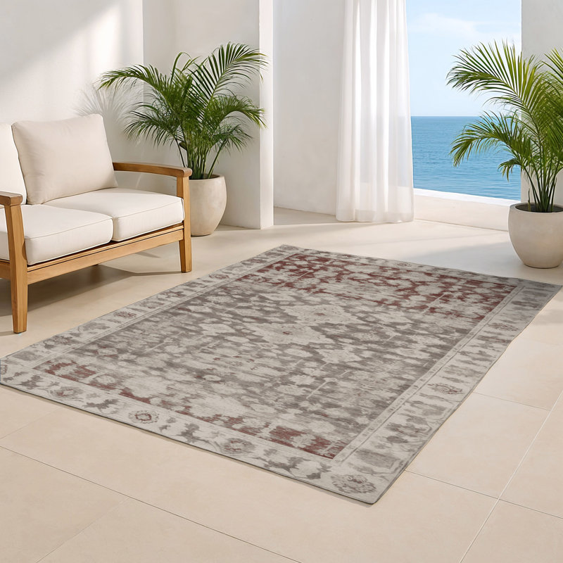Overdyed Beige Indoor and Outdoor Area Rug, Rectangle 2' x 3'
