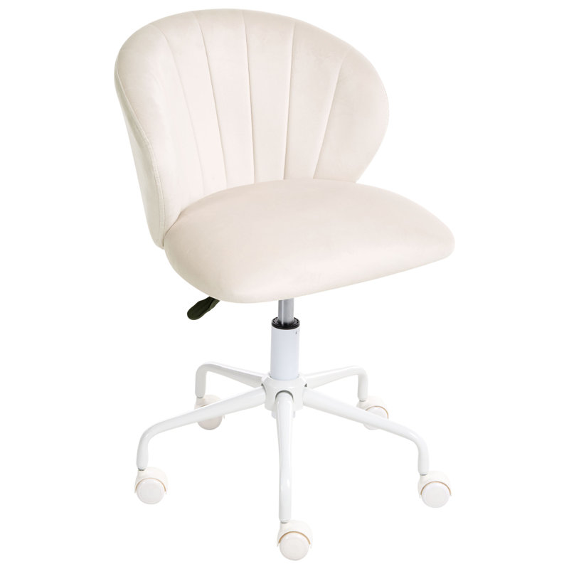 Velvet Office Chair, Off-White