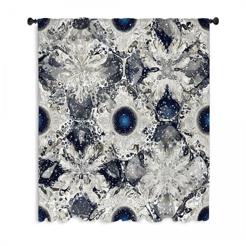 Rideaux de fenêtre abstraits en flocon de neige, voilages abstraits et voilages abstraits - 1 panneau, L 50 po x L 84 po