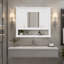 Armoire murale de salle de bain de 89 cm avec miroir, tablette ouverte et porte miroir au-dessus des toilettes