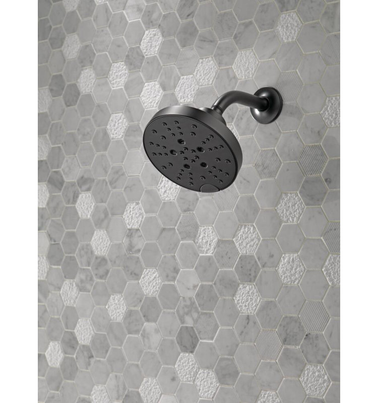 H2Okinetic 5-Spray Contemporary Round Raincan Shower Head 1.75 GPM, Matte Black