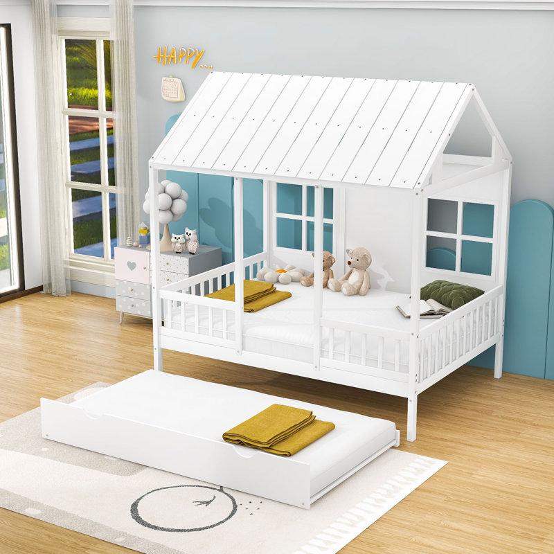 Alasan House Bed with Trundle by Hokku Designs, White, Full