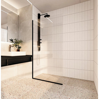 Écran de douche fixe sans cadre avec verre de 3/8 po x l 34 po x H 74 po