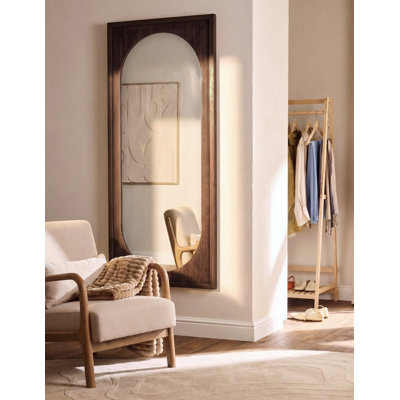 Wall Mirror LUNAS 80 cm 200 cm Paulownia Wood Brown