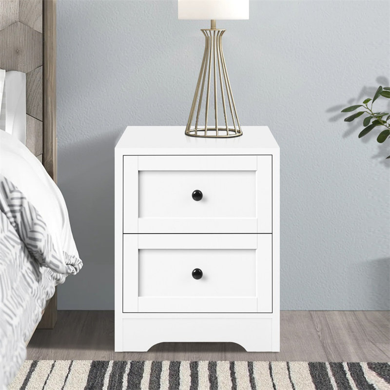 Jene 2 Drawer Bedside Table, White