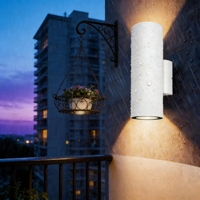 2-Pack Cylinder Wall Sconce, Up Down Outdoor Porch Light With 2700K Warm White, IP65 Waterproof Aluminum Exterior Fixture For Patio Garage And Corridor