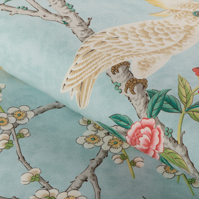 La Menagerie Kanchou Print 100% Cotton Fabric, Aqua