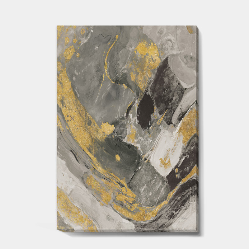 Marbre doré et noir II - reproduction d'art sur toile tendue, H 46 po x l 36 po x P 1,5 po