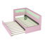 Lit plateforme tapissier simple avec ports USB et ceinture à DEL, avec lit gigogne, rose-163040738