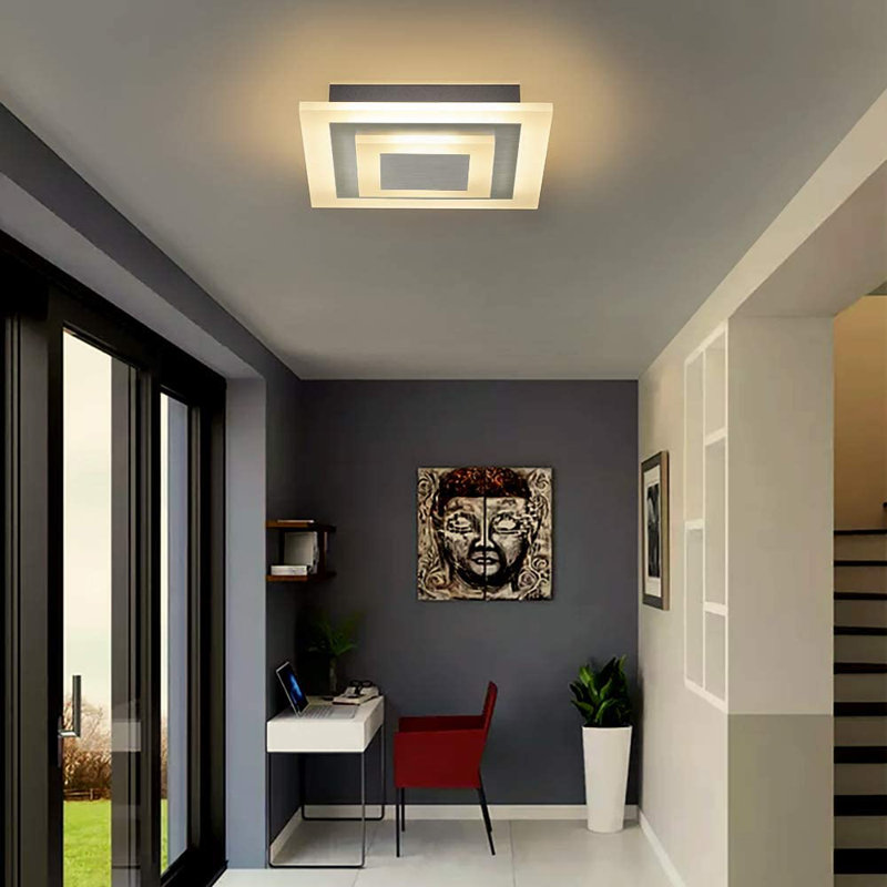 1-Light LED Semi Flush Mount, 10cm H x 30cm W x 30cm D