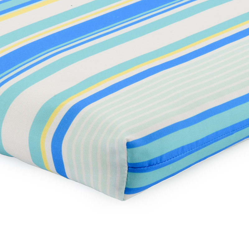 Lillian Outdoor Dining Chair Pad, Turquoise Beach Stripe 