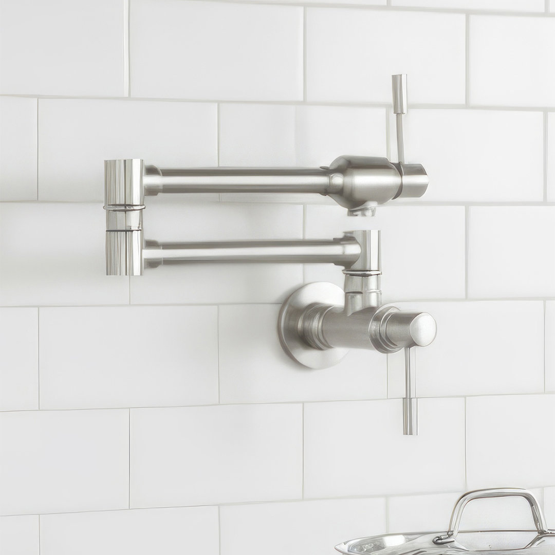 Whitehaus Stainless Steel Double Lever Wall Mount Pot 