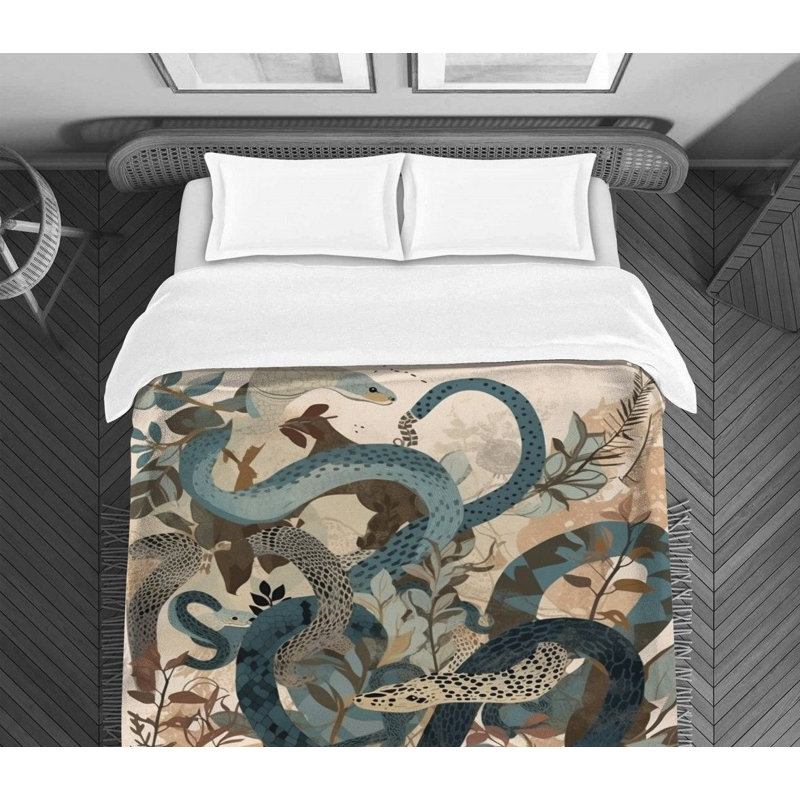 Snake Animals Blue Comforter, Twin Comforter