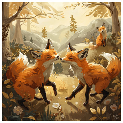 Tapis de bain Foxes In Forest