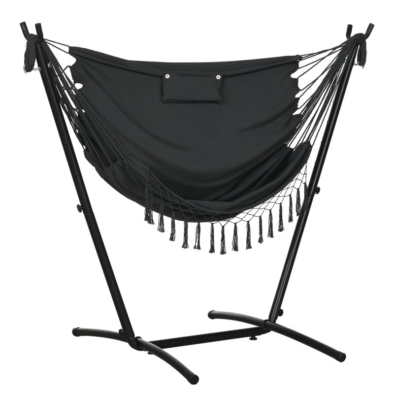 Chaise hamac suspendue pour 1 personne avec support - Hamac portable avec support pour patio et intérieur, gris, Gray