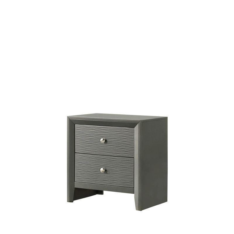 Table de chevet 2 tiroirs avec boutons ronds, table de chevet en bois pour la maison